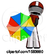 Poster, Art Print Of Black Football Player Man Holding Rainbow Umbrella Out To Viewer