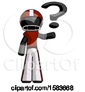 Poster, Art Print Of Black Football Player Man Holding Question Mark To Right