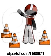 Poster, Art Print Of Black Football Player Man Standing By Traffic Cones Waving
