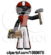 Poster, Art Print Of Black Football Player Man Holding Tools And Toolchest Ready To Work