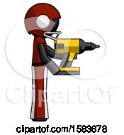 Black Football Player Man Using Drill Drilling Something On Right Side