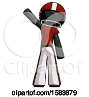 Black Football Player Man Waving Emphatically With Right Arm