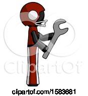 Poster, Art Print Of Black Football Player Man Using Wrench Adjusting Something To Right