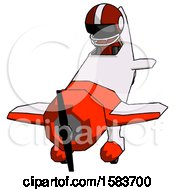 Poster, Art Print Of Black Football Player Man In Geebee Stunt Plane Descending Front Angle View