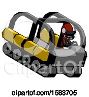 Poster, Art Print Of Black Football Player Man Driving Amphibious Tracked Vehicle Top Angle View