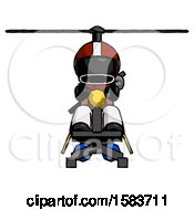 Poster, Art Print Of Black Football Player Man Flying In Gyrocopter Front View