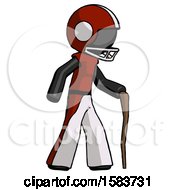 Poster, Art Print Of Black Football Player Man Walking With Hiking Stick