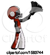 Poster, Art Print Of Black Football Player Man Dusting With Feather Duster Upwards