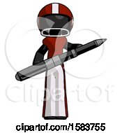 Poster, Art Print Of Black Football Player Man Posing Confidently With Giant Pen