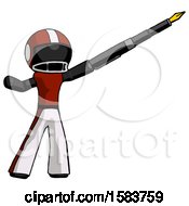 Poster, Art Print Of Black Football Player Man Pen Is Mightier Than The Sword Calligraphy Pose