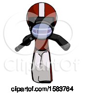 Black Football Player Man Looking Down Through Magnifying Glass
