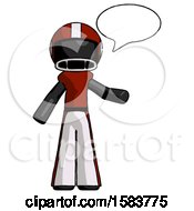 Poster, Art Print Of Black Football Player Man With Word Bubble Talking Chat Icon