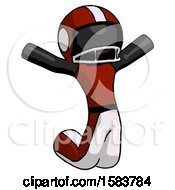 Black Football Player Man Jumping Or Kneeling With Gladness
