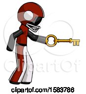 Poster, Art Print Of Black Football Player Man With Big Key Of Gold Opening Something