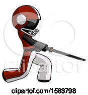 Poster, Art Print Of Black Football Player Man With Ninja Sword Katana Slicing Or Striking Something