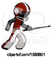 Poster, Art Print Of Black Football Player Man Stabbing With Ninja Sword Katana