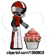 Poster, Art Print Of Black Football Player Man With Giant Cupcake Dessert
