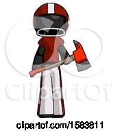 Poster, Art Print Of Black Football Player Man Holding Red Fire Fighters Ax