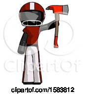 Poster, Art Print Of Black Football Player Man Holding Up Red Firefighters Ax