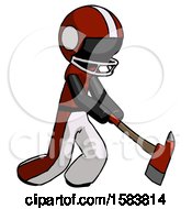 Poster, Art Print Of Black Football Player Man Striking With A Red Firefighters Ax