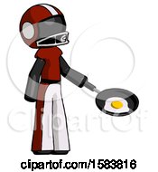 Poster, Art Print Of Black Football Player Man Frying Egg In Pan Or Wok Facing Right