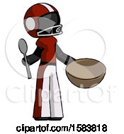 Poster, Art Print Of Black Football Player Man With Empty Bowl And Spoon Ready To Make Something