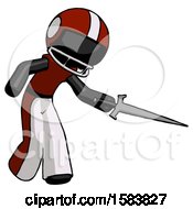 Poster, Art Print Of Black Football Player Man Sword Pose Stabbing Or Jabbing