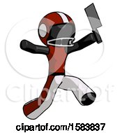 Black Football Player Man Psycho Running With Meat Cleaver