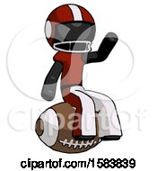 Poster, Art Print Of Black Football Player Man Sitting On Giant Football