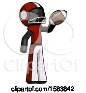 Poster, Art Print Of Black Football Player Man Holding Football Up