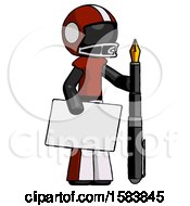 Poster, Art Print Of Black Football Player Man Holding Large Envelope And Calligraphy Pen