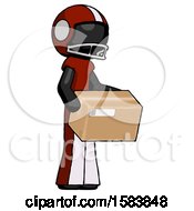 Poster, Art Print Of Black Football Player Man Holding Package To Send Or Recieve In Mail