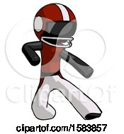 Poster, Art Print Of Black Football Player Man Karate Defense Pose Right