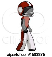 Poster, Art Print Of Black Football Player Man Walking Turned Right Front View