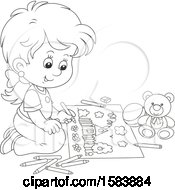 Poster, Art Print Of Lineart Girl Coloring