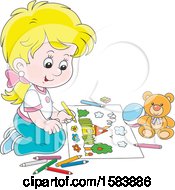 Poster, Art Print Of Blond White Girl Coloring