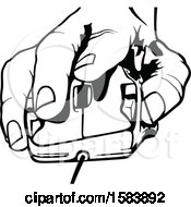 Clipart Of A Black And White Hand On A Computer Mouse Royalty Free Vector Illustration by dero