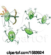 Clipart Of An Archer Olive Hunting Others Royalty Free Vector Illustration