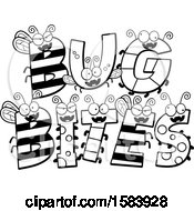 Clipart Of A Black And White Bug Bites Text Design Royalty Free Vector Illustration