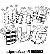 Clipart Of A Black And White Little Bug Text Design Royalty Free Vector Illustration