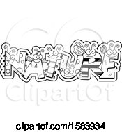 Clipart Of A Black And White Bug Nature Word Design Royalty Free Vector Illustration