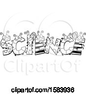 Clipart Of A Black And White Bug Science Word Design Royalty Free Vector Illustration