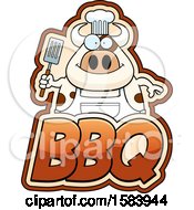 Poster, Art Print Of Grilling Chef Cow Holding A Spatula Over Bbq Text