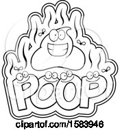Clipart Of A Lineart Stinky Pile Of Poop Character Over Text Royalty Free Vector Illustration