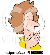Clipart Of A Cartoon Middle Aged Caucasian Woman Covering Her Mouth And Laughing Royalty Free Vector Illustration