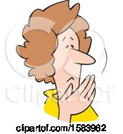 Poster, Art Print Of Cartoon Worried Middle Aged Caucasian Woman Covering Her Mouth Oh My