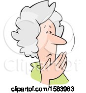 Poster, Art Print Of Cartoon Worried Senior Caucasian Woman Covering Her Mouth Oh My