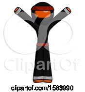 Poster, Art Print Of Orange Ninja Warrior Man With Arms Out Joyfully