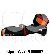 Poster, Art Print Of Orange Ninja Warrior Man Reclined On Side