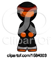 Poster, Art Print Of Orange Ninja Warrior Man Squatting Facing Front